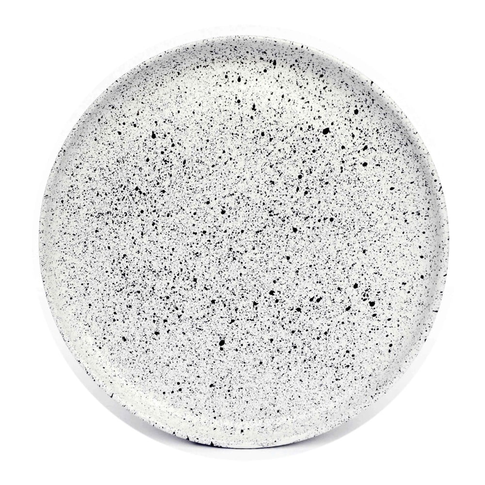 Farfurie mare pentru servire din gresie ÅOOMI Mess, ø 27,5 cm, alb – negru ÅOOMI