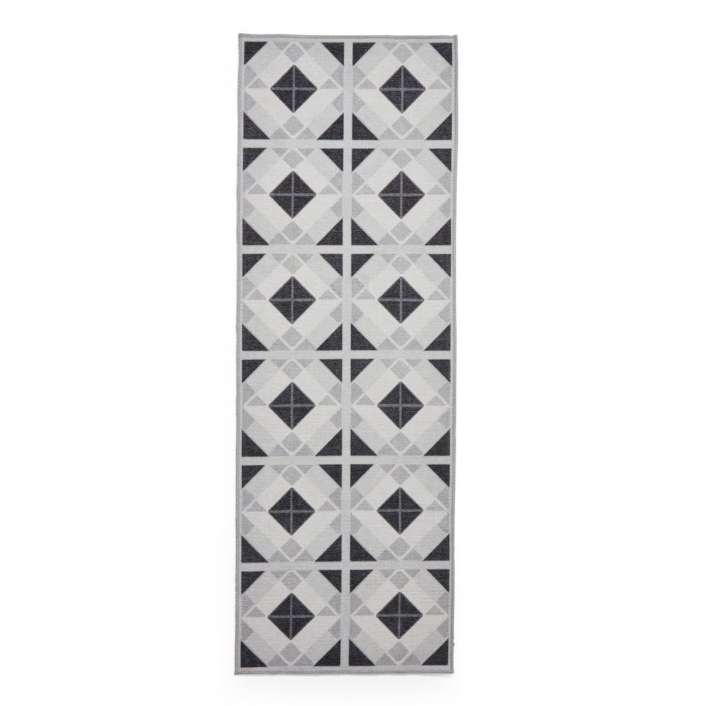 Covor tip traversă gri deschis-gri închis lavabil 76x230 cm Victoria Light – Think Rugs