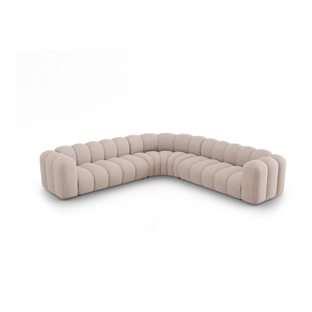 Colțar modular bej cu tapițerie din chenille Lupine – Micadoni