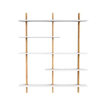 Etajeră cu structură din lemn de stejar tenzo bridge, lățime 162 cm, alb