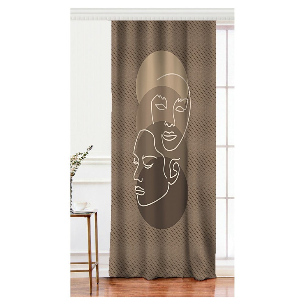 Draperie din amestec de bumbac minimalist home world, 140 x 260 cm, maro