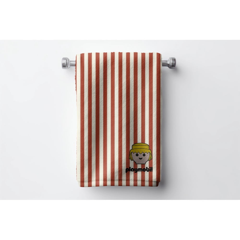 Prosop pentru copii roșu din bumbac 75x140 cm Stripes – Playmobil