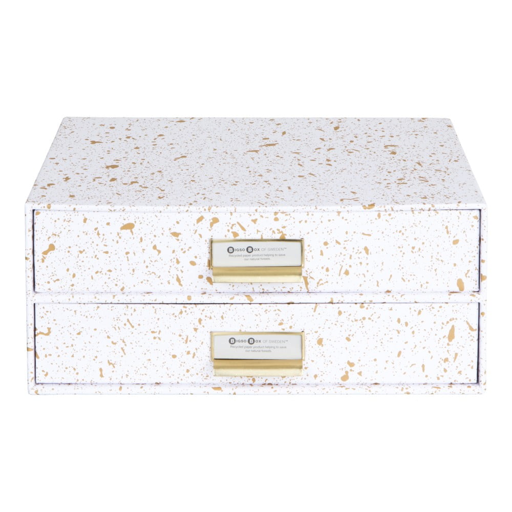 Cutie cu 2 sertare Bigso Box of Sweden Birger, auriu-alb Bigso Box of Sweden