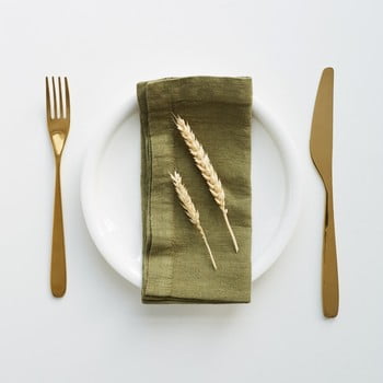 Set 2 șervete din in linen tales, verde măsliniu