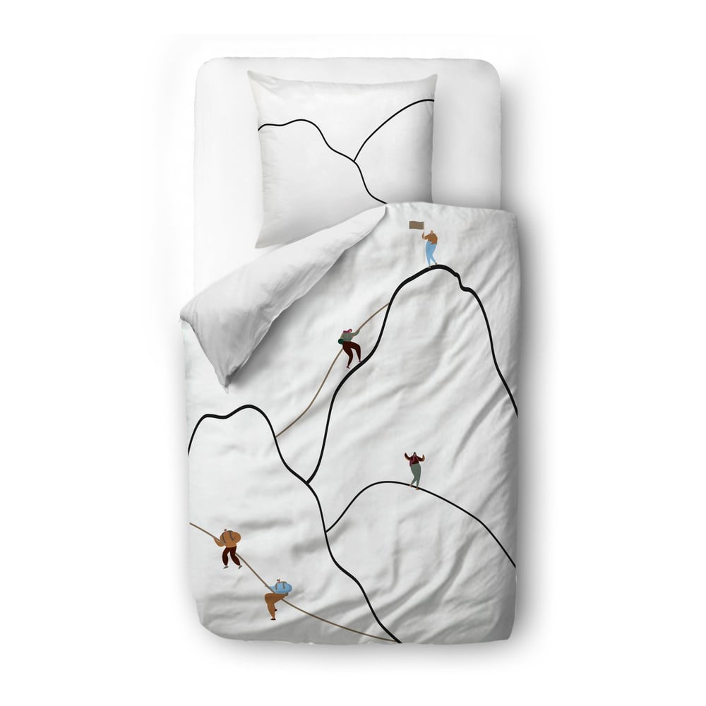 Lenjerie de pat albă din bumbac satinat pentru o persoană 135×200 cm Mountain Climbing – Butter Kings 135x200 imagine noua