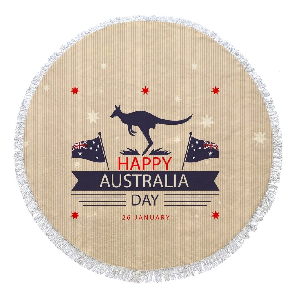 Prosop de plajă rotund Australia Kangaroo Happy, Ø 150 cm