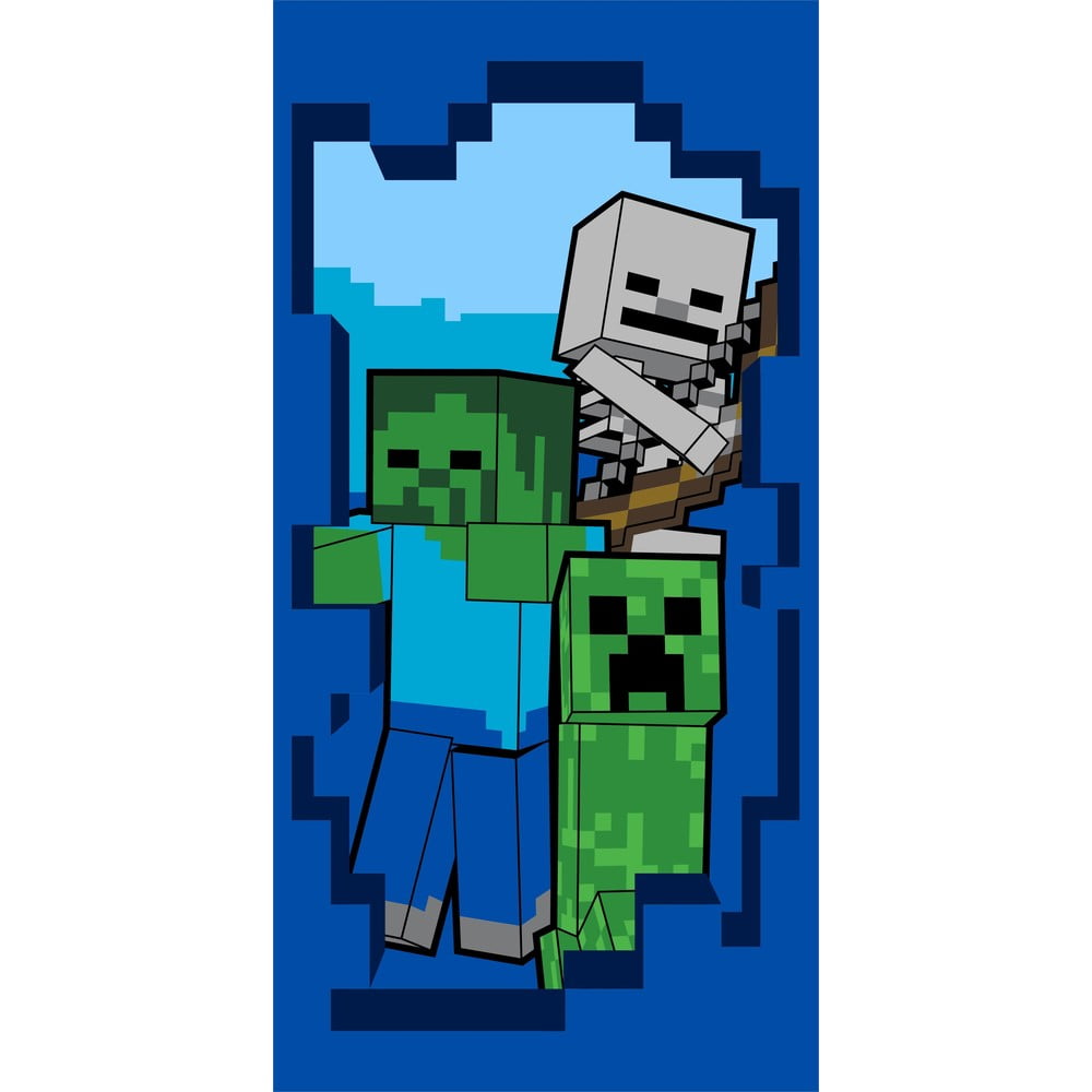 Prosop pentru copii albastru din bumbac 70x140 cm Minecraft 