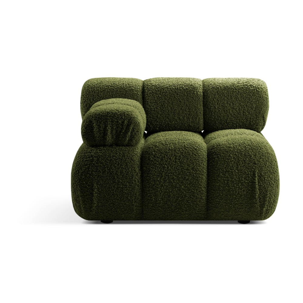 Modul pentru canapea modulară verde cu tapițerie din țesătură bouclé (cu colț pe partea stângă ) Bellis – Micadoni Home