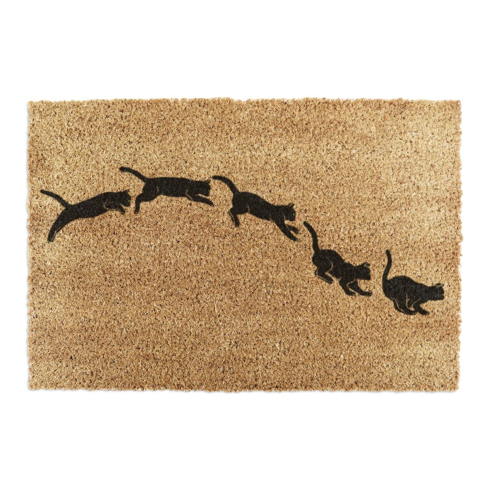 Covoraș de intrare din fibre de nucă de cocos 60x90 cm Jumping Cats – Artsy Doormats