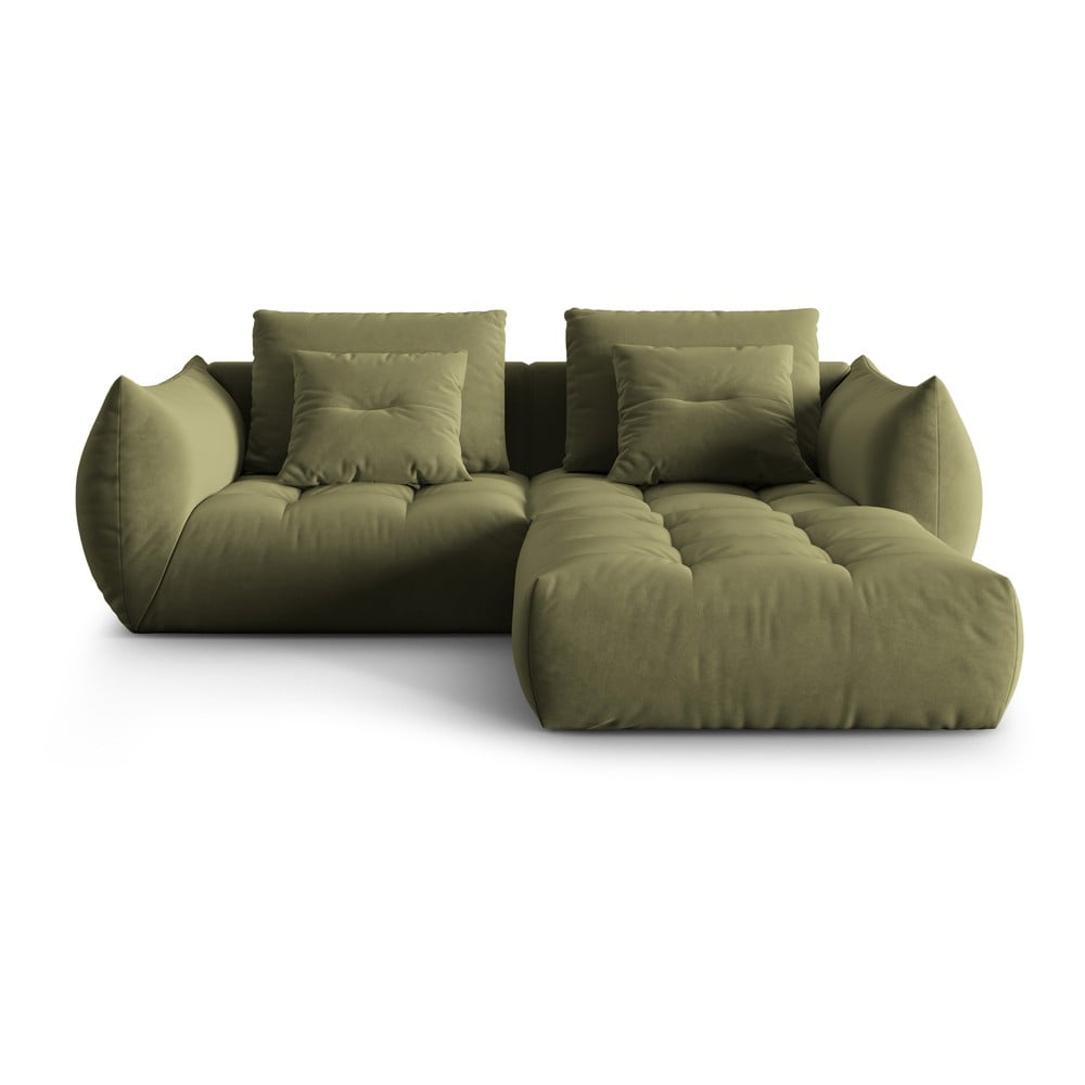 Colțar verde deschis cu tapițerie din țesătură bouclé (cu colț variabil) Bloom – Micadoni Home