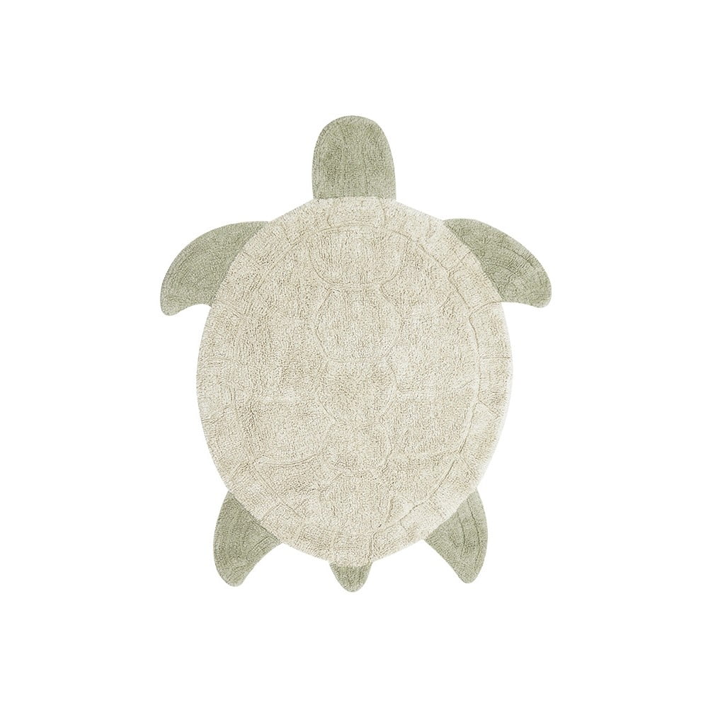 Covor pentru copii bej lavabil/țesut manual din bumbac 110x130 cm Sea Turtle – Lorena Canals