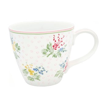 Cană din gresie ceramică green gate mira, 300 ml, alb, motive florale