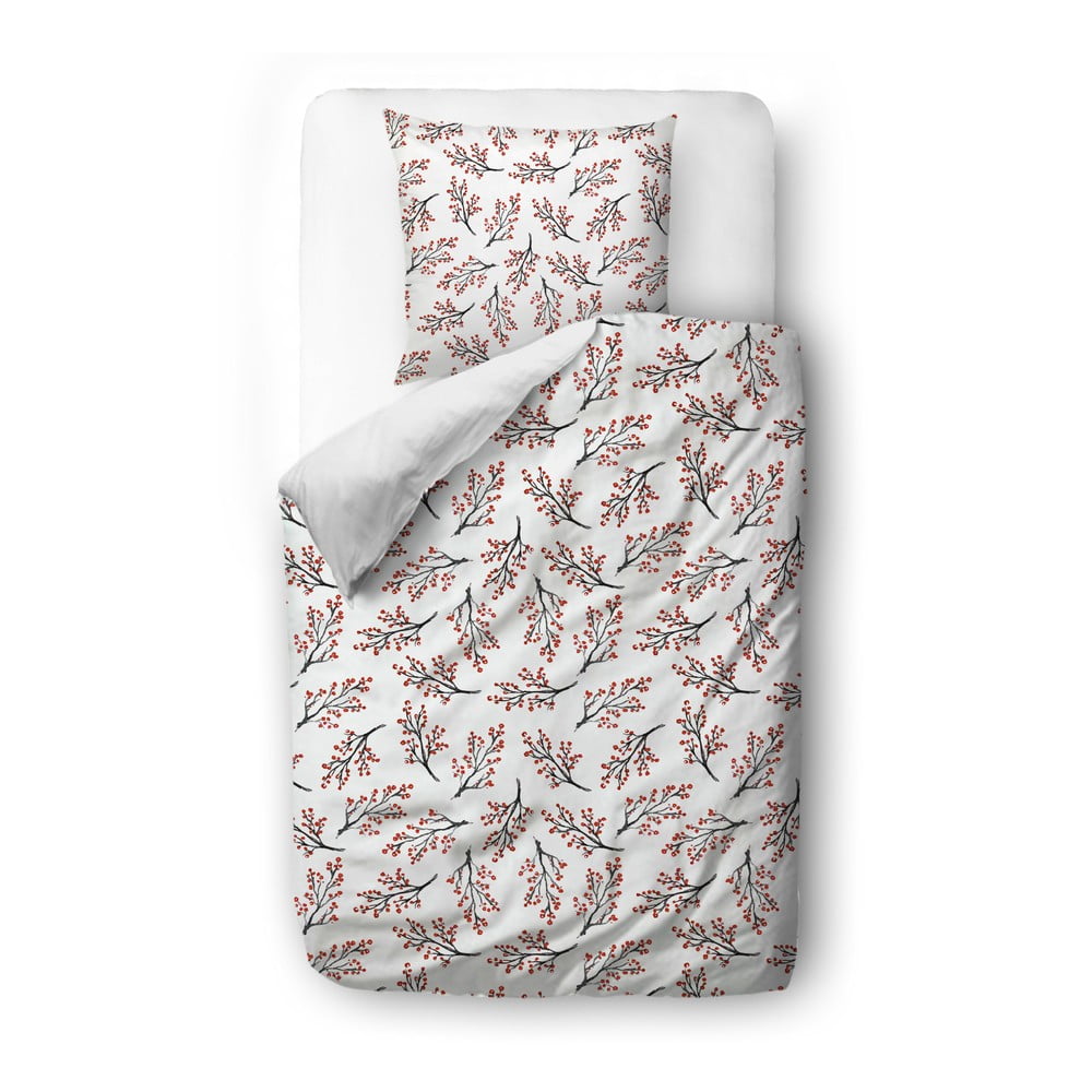 Lenjerie de pat roșie/albă din bumbac satinat pentru pat de o persoană 140x200 cm – Butter Kings