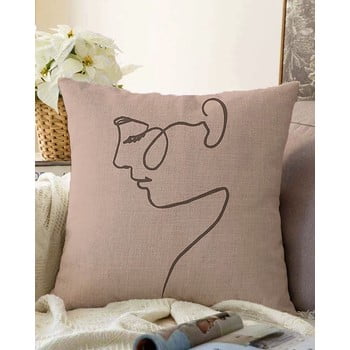 Față de pernă din amestec de bumbac minimalist cushion covers profile, 55 x 55 cm, crem