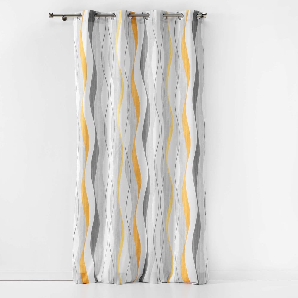 Draperie galbenă-albă 140x260 cm Ondulys – douceur d\'intérieur