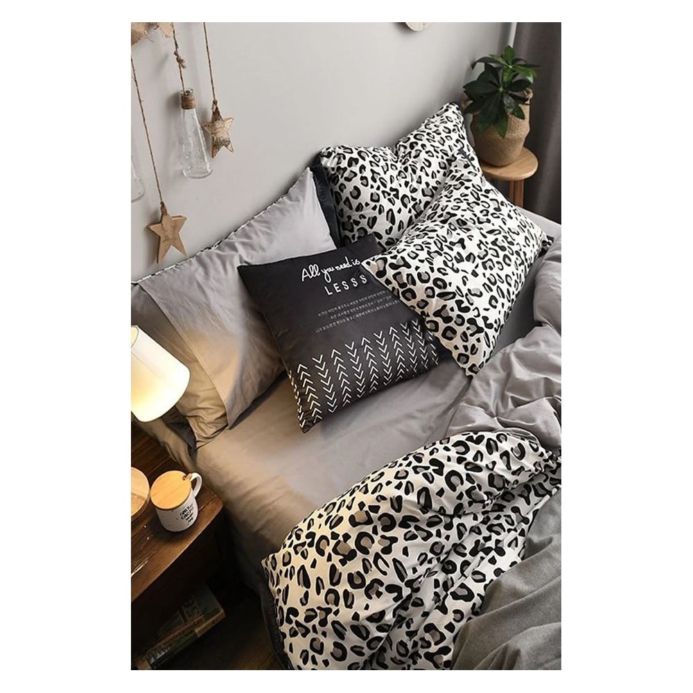 Lenjerie de pat alb/gri din bumbac pentru pat de o persoană/extins și cearceaf 160×220 cm – Mila Home 160x220 imagine noua