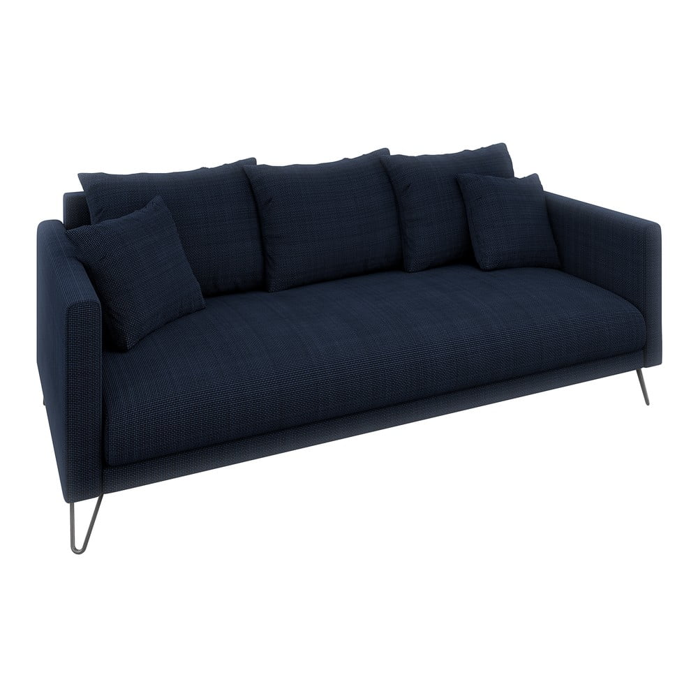 Canapea albastru-închis cu tapițerie din chenille 200 cm Freya – Ropez