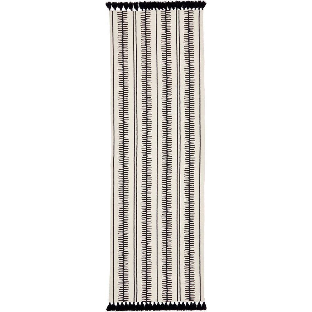 Covor tip traversă țesut manual din bumbac Westwing Collection Rita, 80 x 250 cm, bej-negru bonami.ro imagine 2022