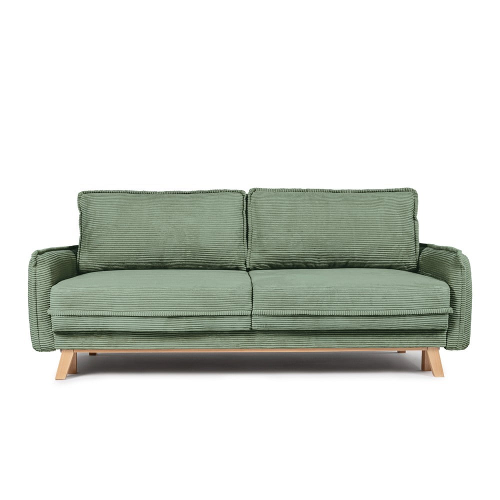 Canapea verde extensibilă cu tapițerie din catifea reiată 218 cm Tori – Bonami Selection 218 imagine noua