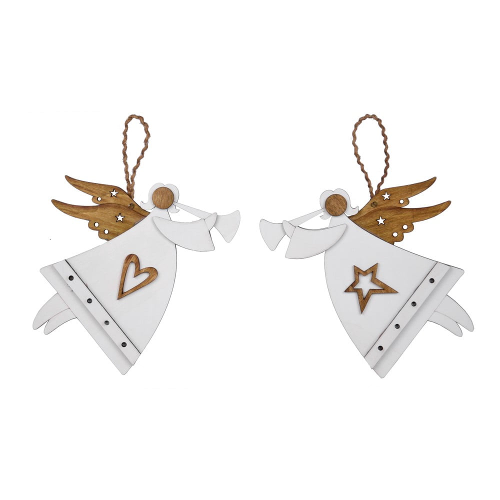 Set 2 decorațiuni de crăciun ego dekor angels, alb