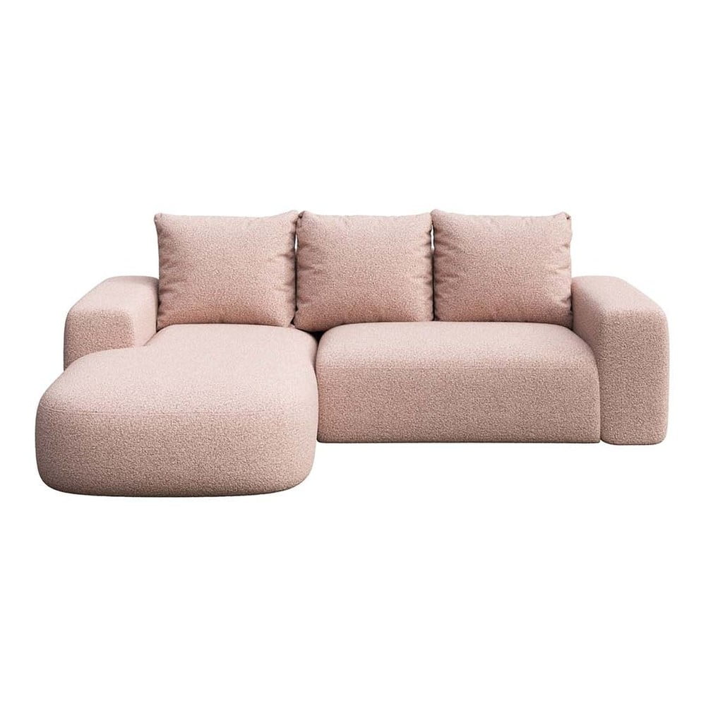 Colțar roz cu tapițerie din țesătură bouclé (cu colț pe partea stângă/cu șezlong) Monce – Rodier