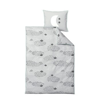 Lenjerie de pat din bumbac ranforce pentru copii södahl raindrops, 100 x 140 cm, verde - negru