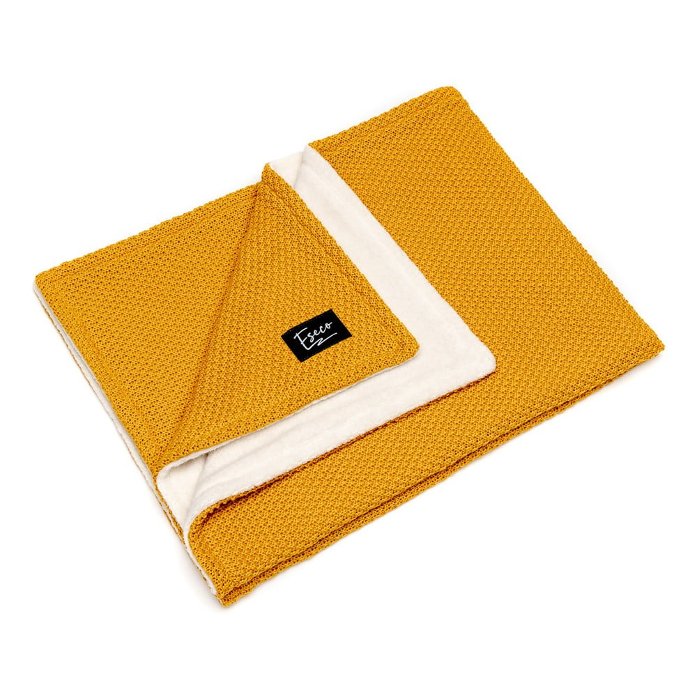 Pătură tricotată pentru copii ESECO Winter, 80 x 100 cm, galben muștar 100 imagine noua somnexpo.ro