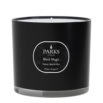 Lumânare cu parfum de vetiver, busuioc și mentă parks candles london black magic, timp de ardere 56 h