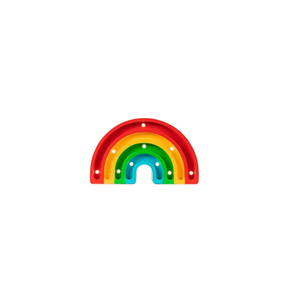 Veioză colorată din lemn de pin little lights rainbow, lățime 20 cm