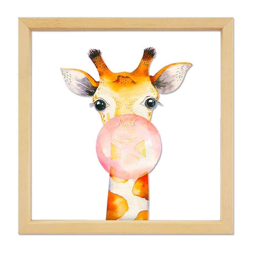 Tablou din sticlă cu ramă din lemn Vavien Artwork Giraffe, 32 x 32 cm bonami.ro imagine 2022
