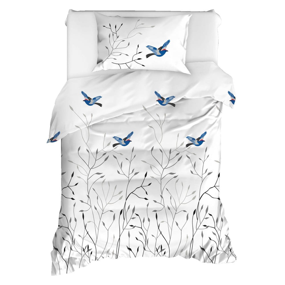 Lenjerie de pat din bumbac ranforce pentru pat de 1 persoană Mijolnir Fidella Blue, 140 x 200 cm