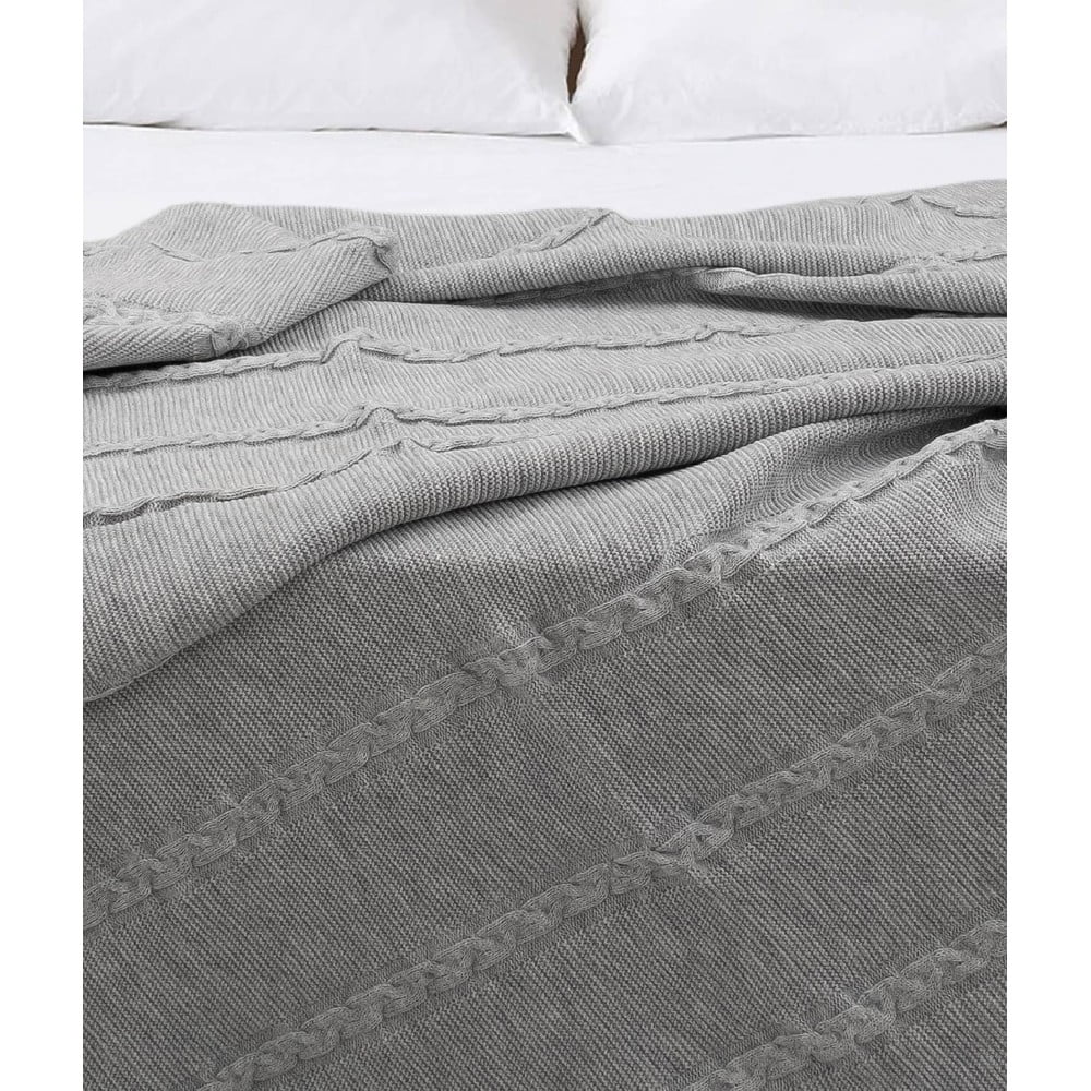 Cuvertură gri din bumbac pentru pat de o persoană 150×200 cm Trenza – Oyo Concept 150x200 imagine noua somnexpo.ro