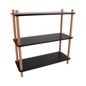 Etajeră cu picioare din bambus leitmotiv cabinet simplicity, 80 x 82.5 cm, negru