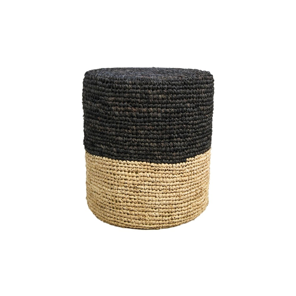  Puf din rafie cu detalii negre HSM collection Raffia, 34 x 40 cm 