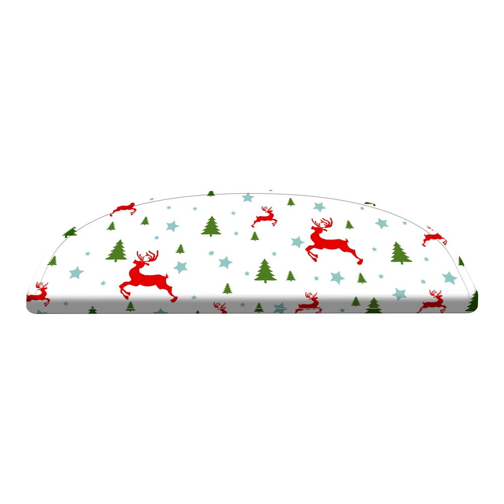 Covorașe pentru scări roșii/albe în set de 16 bucăți 65x20 cm christmas deer and tree - vitaus