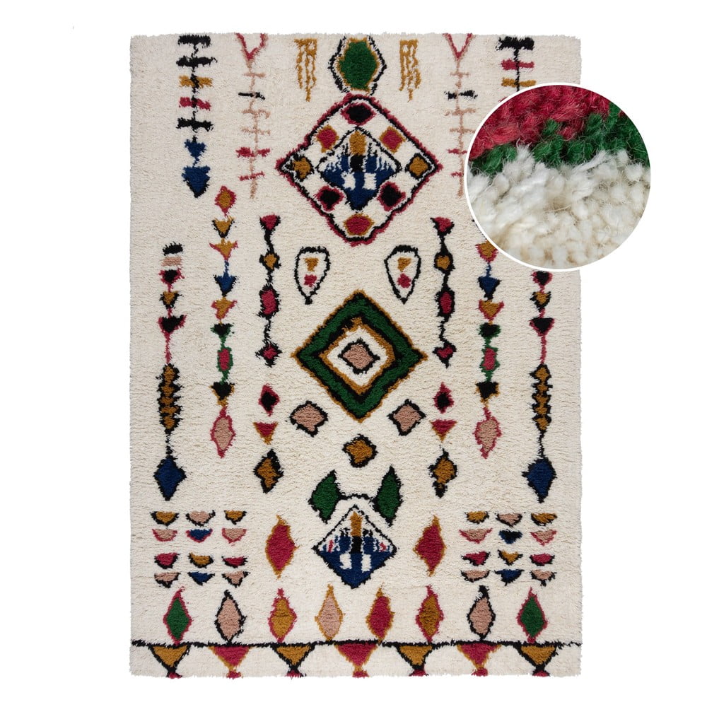 Covor crem țesut manual din lână 200x290 cm Moroccan Fes – Flair Rugs