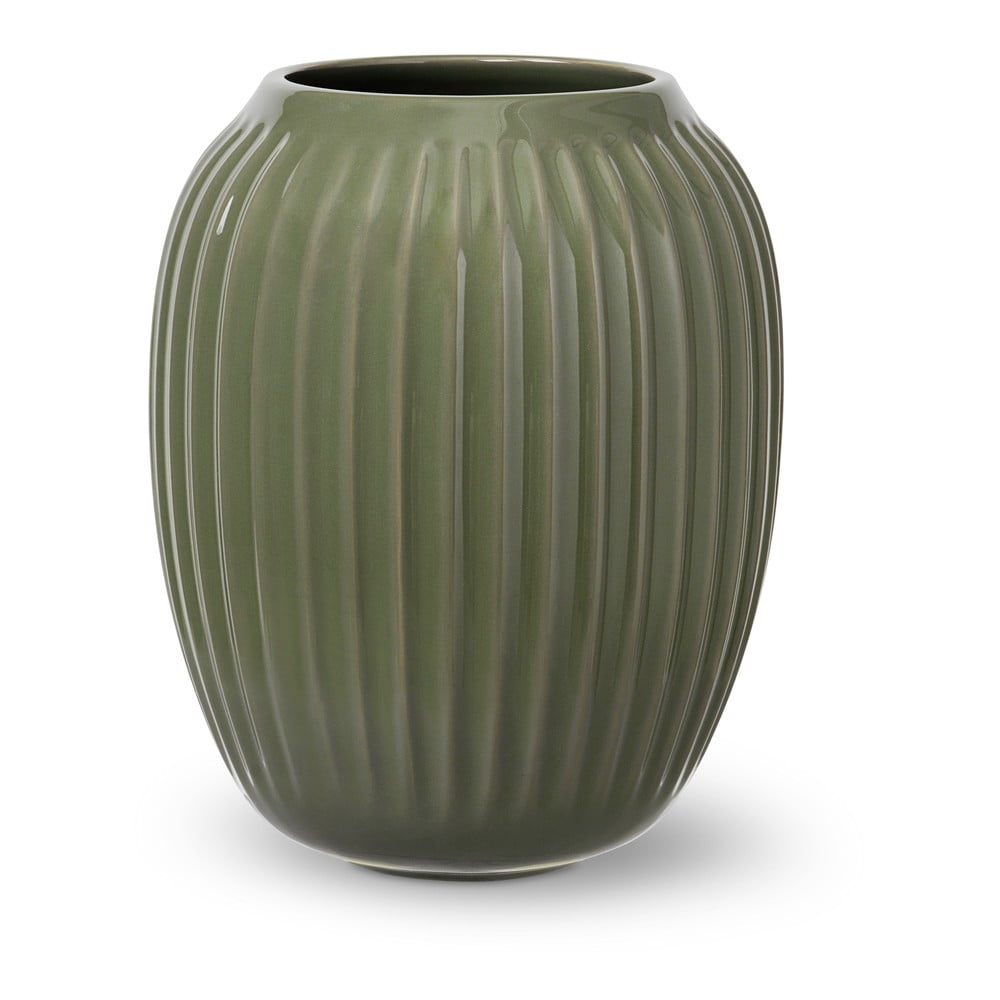 Vază din gresie Kähler Design, înălțime 21 cm, verde închis