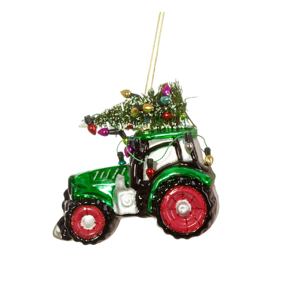 Ornament de Crăciun din sticlă Tractor – Sass & Belle