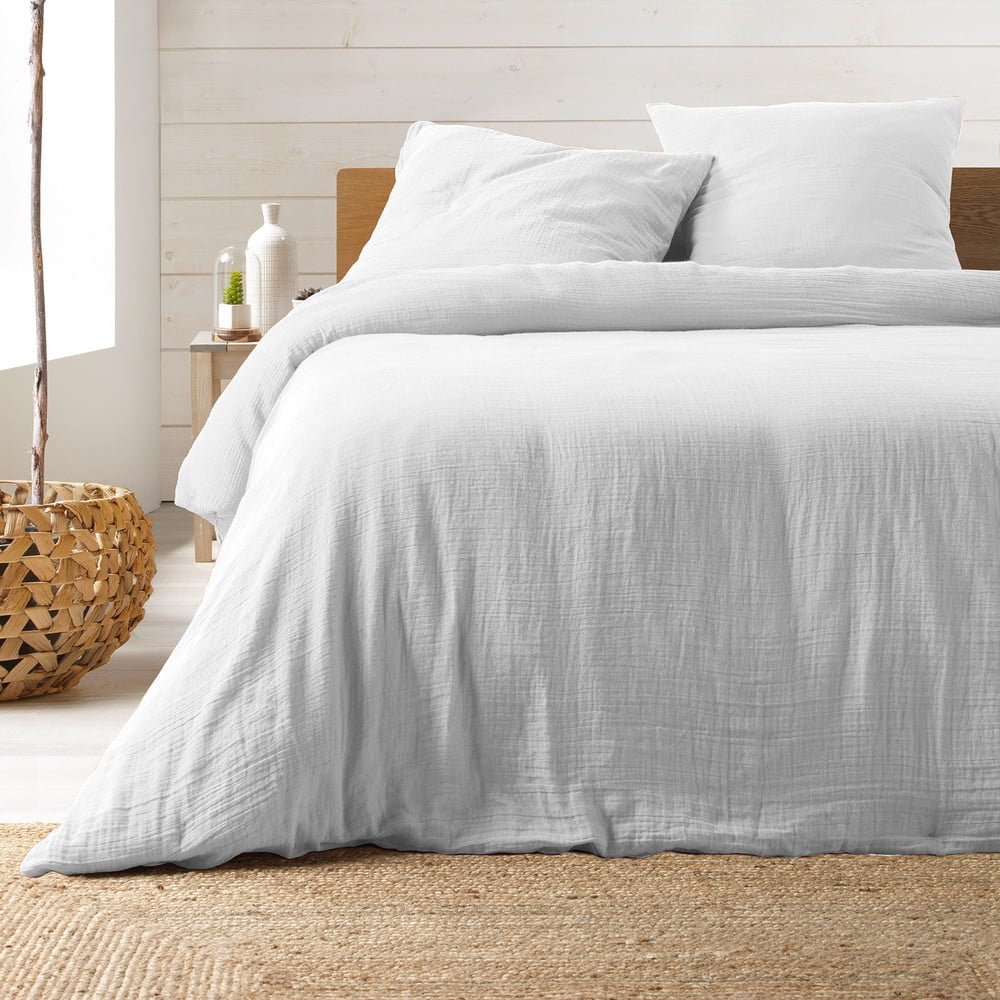 Lenjerie de pat albă din muselină pentru pat dublu/extinsă 220x240 cm Angelia – douceur d\'intérieur