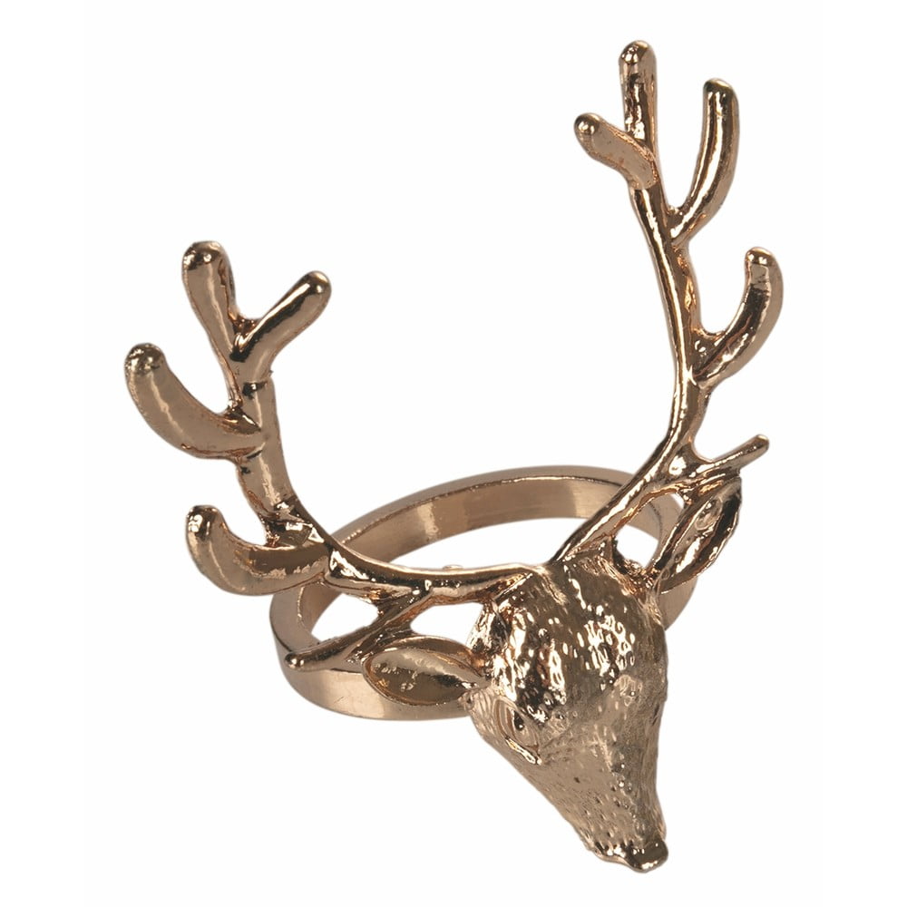 Set de 4 inele pentru șervețele din metal Villa d’Este Reindeer, auriu bonami.ro