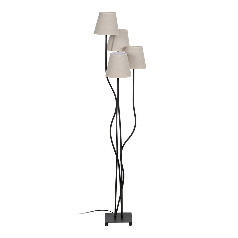 Lampadar negru/crem cu abajur textil (înălțime 138 cm) – Ixia