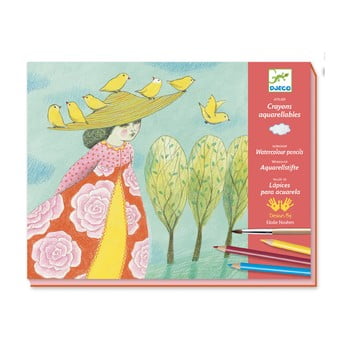 Set artistic cu creioane acuarelă djeco atelier natural
