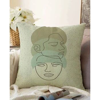 Față de pernă din amestec de bumbac minimalist cushion covers faces, 55 x 55 cm, verde