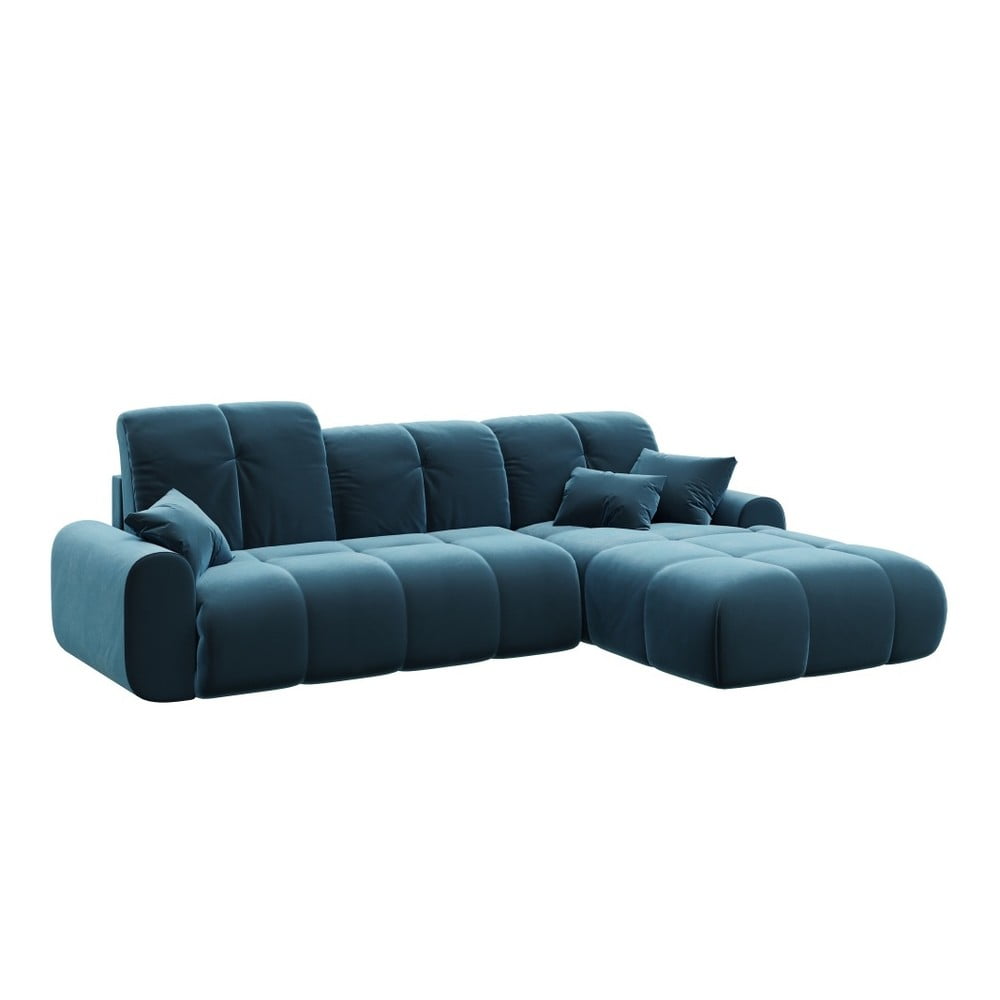 Canapea extensibilă cu șezlong pe partea dreaptă devichy Tous, albastru închis bonami.ro