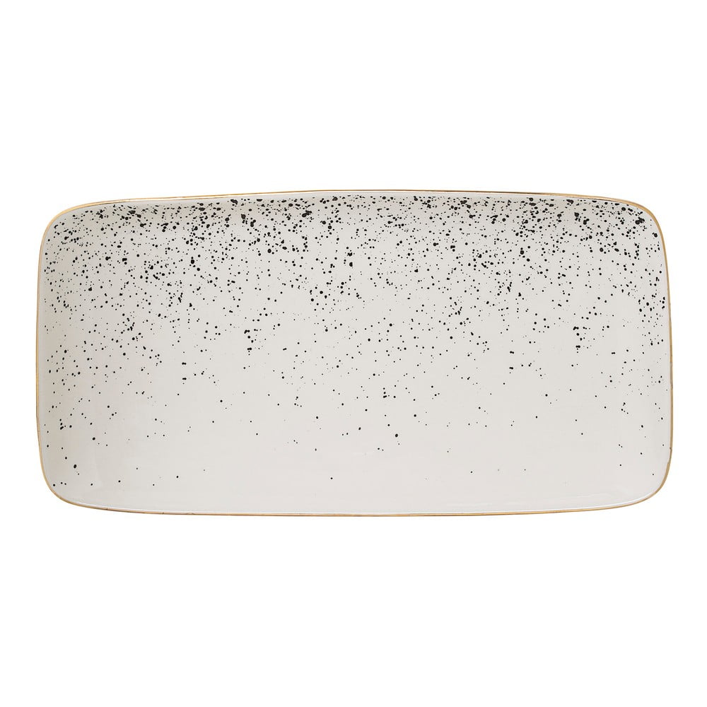 Platou din gresie bloomingville venus, 30x15 cm, alb