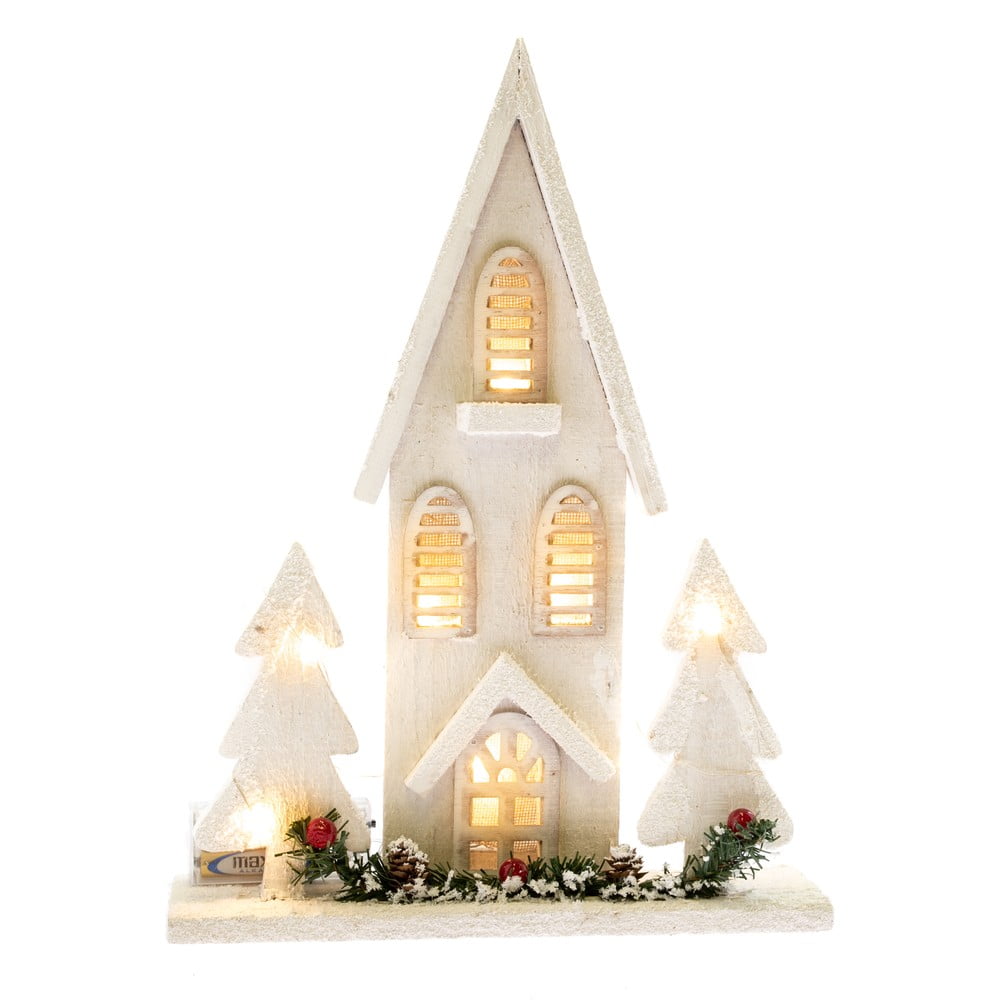 Casă decorativă din lemn cu lumină led dakls, înălțime 36 cm