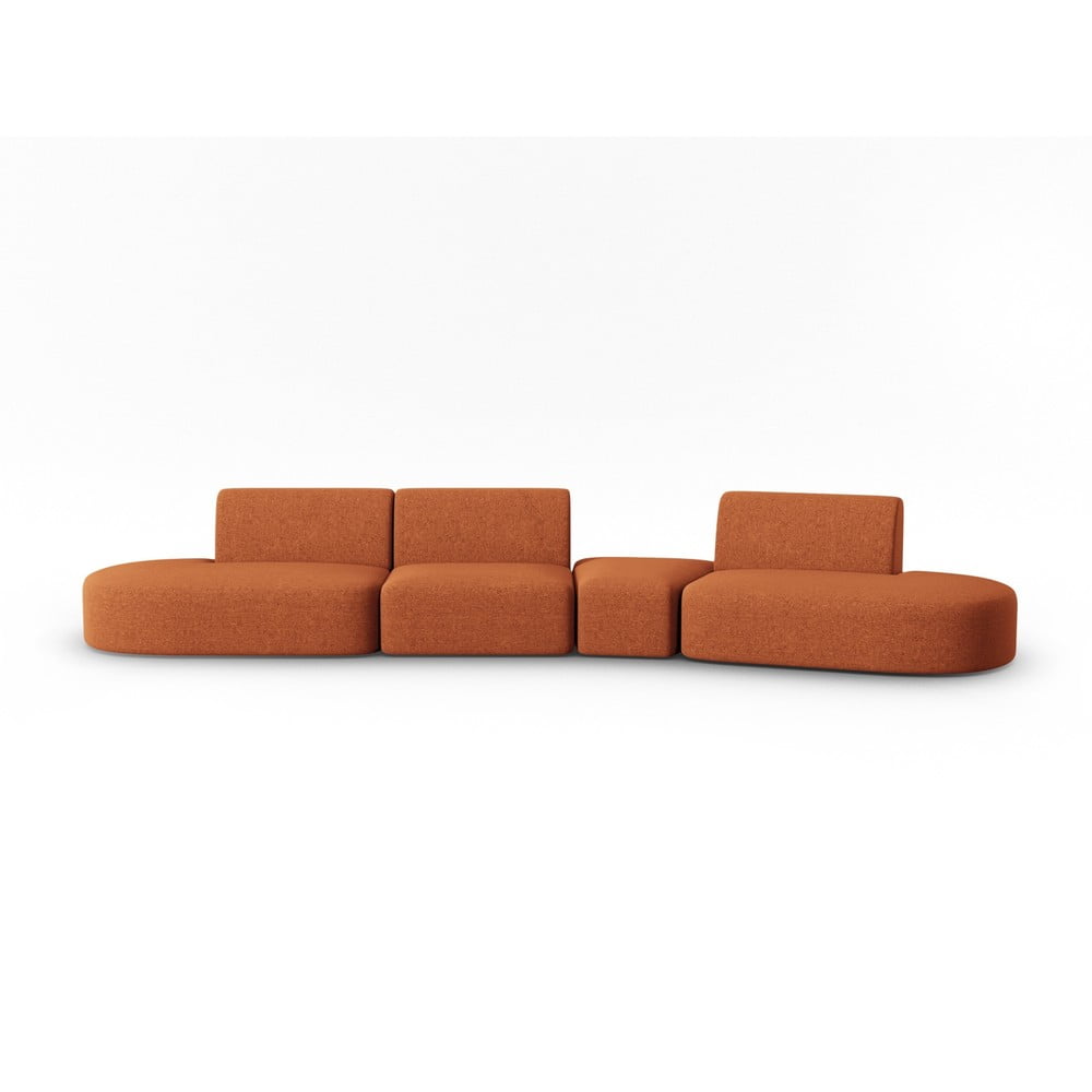 Canapea teracotă cu tapițerie din chenille cu colț pe partea dreaptă 428 cm Paolo – Milo Casa