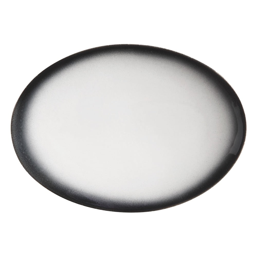Farfurie ovală din ceramică Maxwell & Williams Caviar, 30 x 22 cm, alb - negru