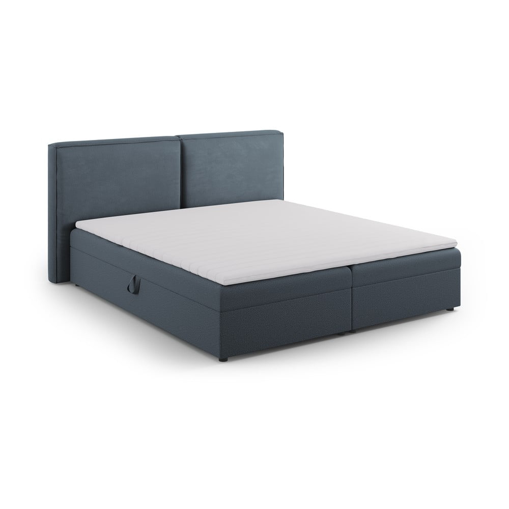 Pat boxspring albastru cu spațiu de depozitare 180x200 cm Arendal – Cosmopolitan Design