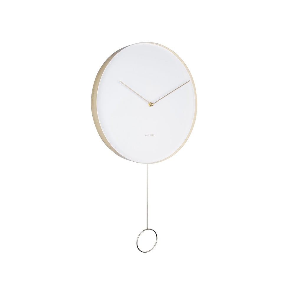 Ceas cu pendul pentru perete Karlsson Pendulum, ø 34 cm, alb bonami.ro
